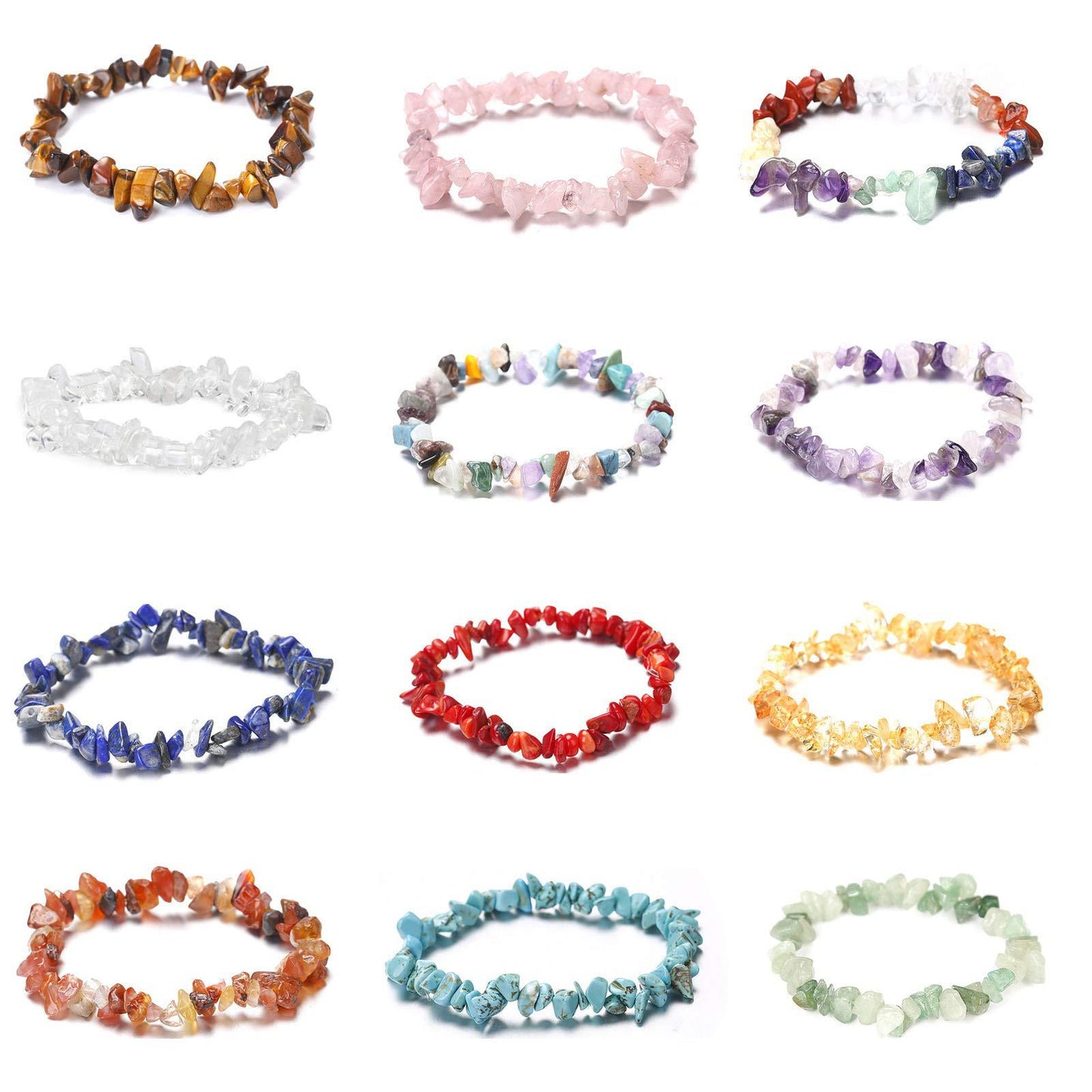 Natural Crystal Crushed Stone Bracelet Handmade Stretch Rope String Lucky String