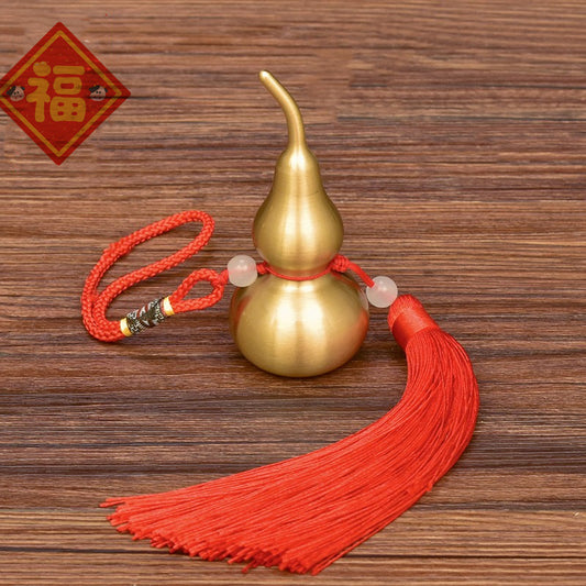 Copper gourd pendant fortune wishing opening pure brass ornaments brushed sealing glaze gourd office auspicious hanging car hangings